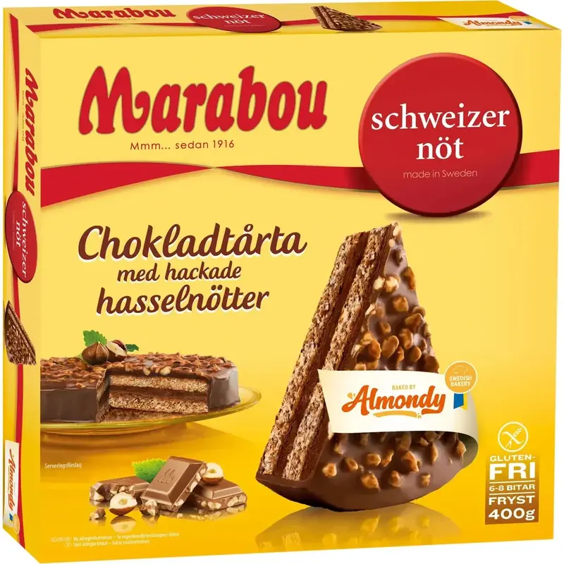 Almondy Marabou Chokladtårta schweizernöt Fryst - Chocolate cake Frozen - 400 g