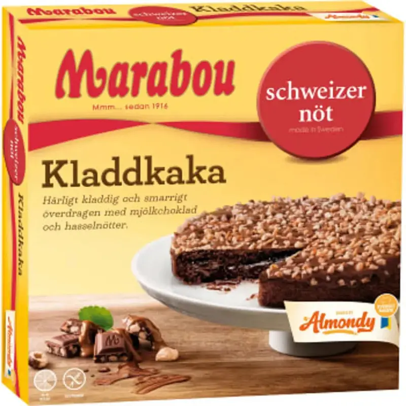 Almondy Marabou Schweizernöt kladdkaka - Marabou Swiss nut cake Frozen - 420 g
