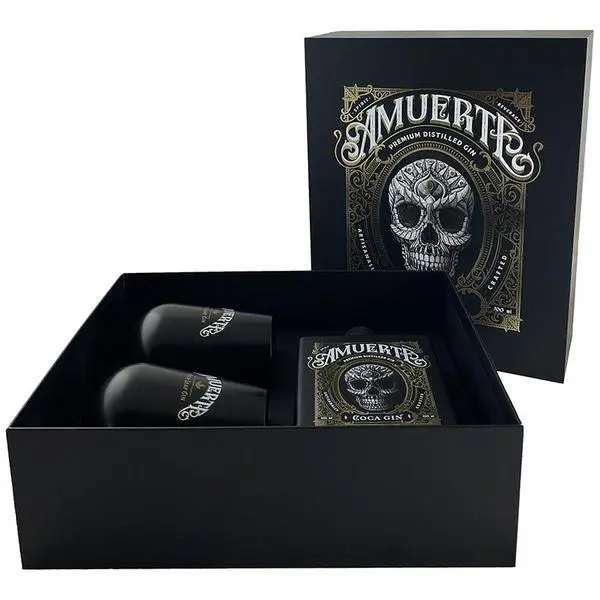 Amuerte Black Coca Leaf Gin Geschenkset mit 2 Gläsern - 70cl