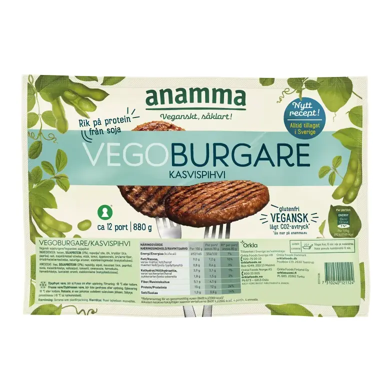 Anamma Vegoburgare Vegan - Frozen Vegetarian/Vegan burgers 880g
