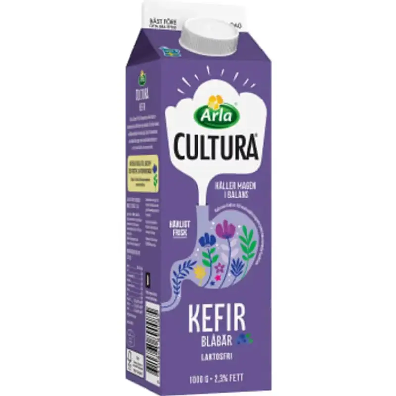 Arla Cultura Kefir Blåbär Laktosfri 2,3% - Kefir Blueberry Lactose-free - 1l