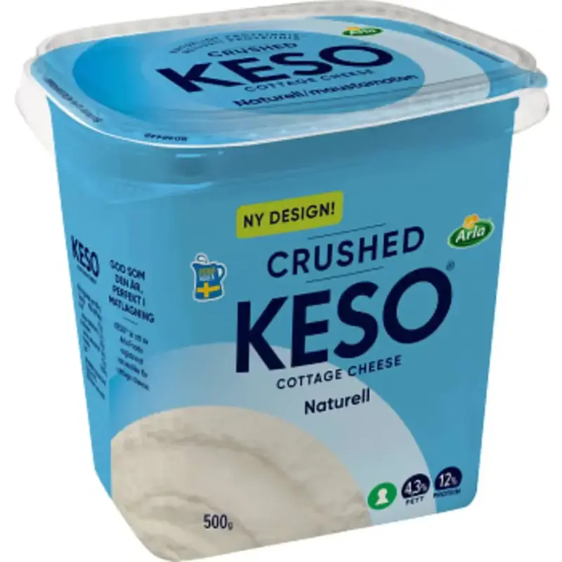 Arla Keso Naturell Crushed 4,3% - Cottage Cheese crushed - 500 g