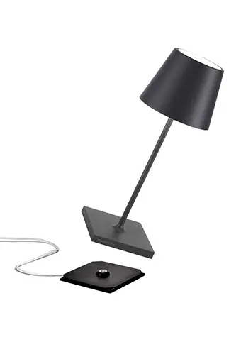 Aufladbare Tischlampe H30cm Dunkelgrau