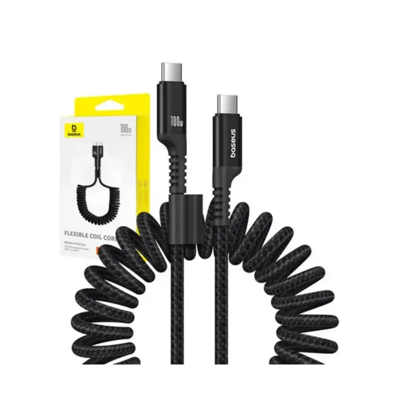 Baseus Fast Charging Ladekabel USB-C zu USB-C Fish-Eye - 100watt - 1m Coilled - schwarz
