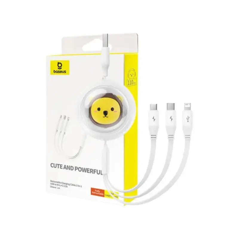Baseus Ladekabel 3w1 USB zu USB-C, USB-M, Lightning 3,5A, 1,1m (weiss)