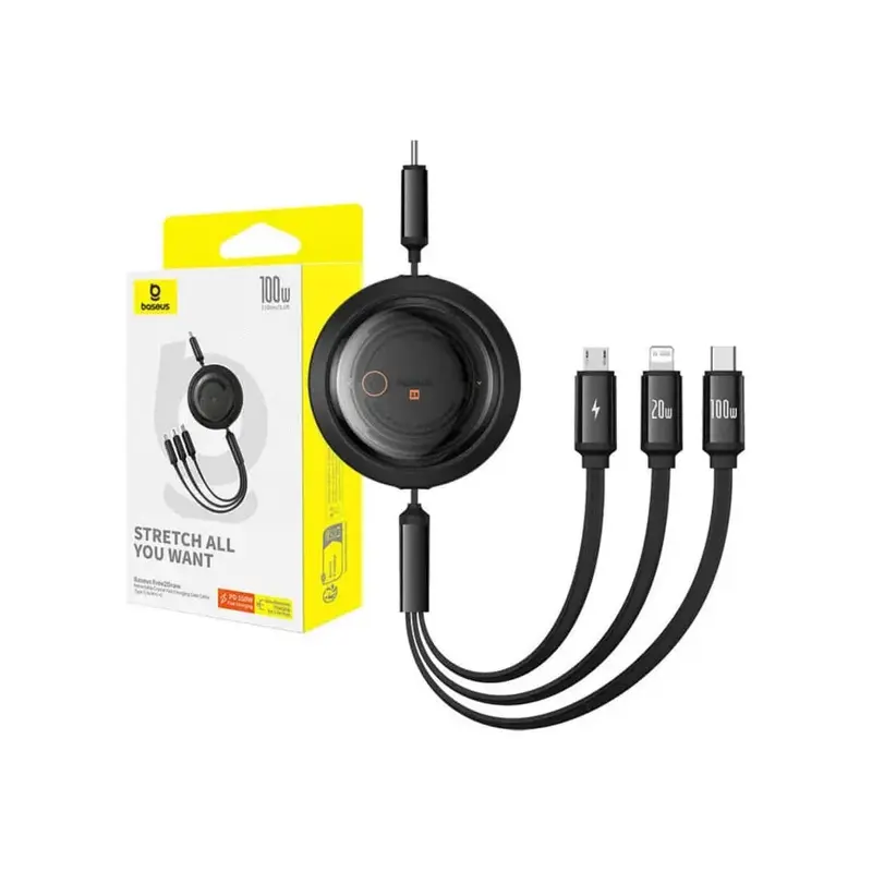 Baseus Schnellladekabel 3in1 Free2Draw USB-C auf USB-C/Lightning/Micro 100W, 1,1m (schwarz)