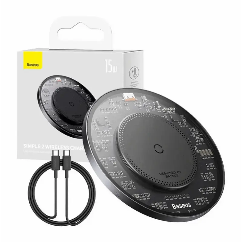 Baseus Simple 2 Wireless Charger 15W with USB-C to USB-C Kabel 24W