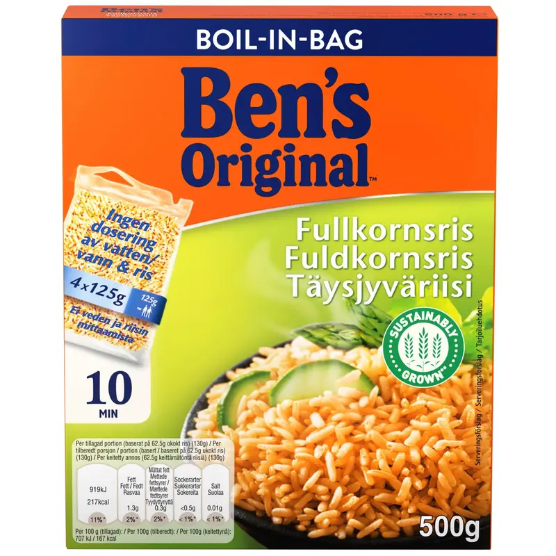 Ben´s Original Fullkornsris Boil in Bag – Wholegrain Boil-in-Bag Rice - 500g