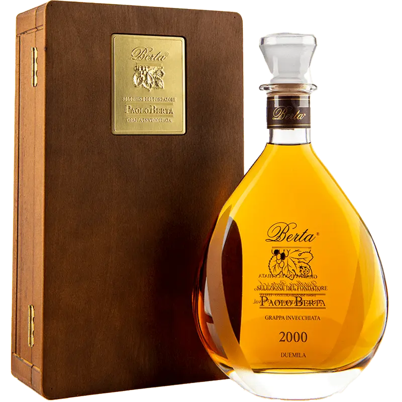 Berta Grappa Paolo Riserva del Fondatore mit Holzkiste 2004 43%