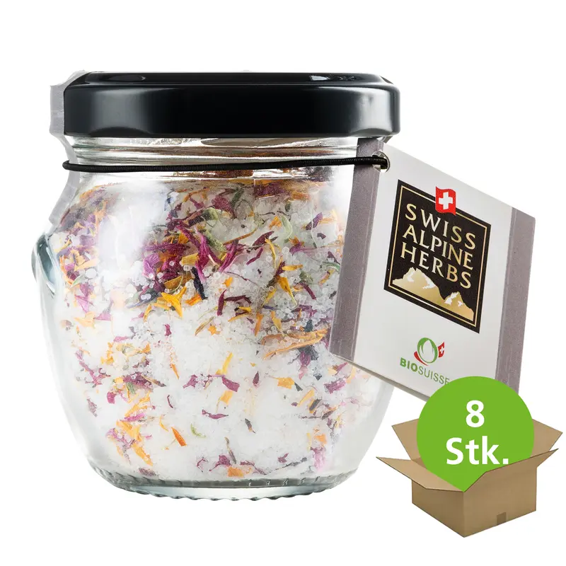 Bio Alpensalz mit Blüten