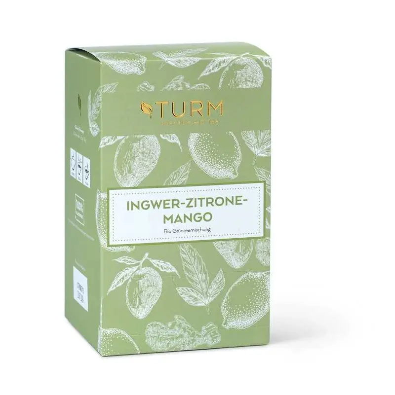 Bio Ingwer-Zitrone-Mango Grüntee (Pyramidenbeutel)