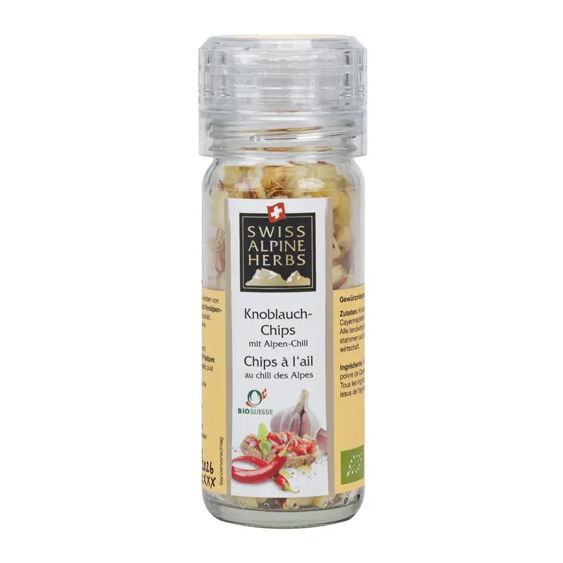 Bio Knoblauch-Chips mit Alpen-Chili