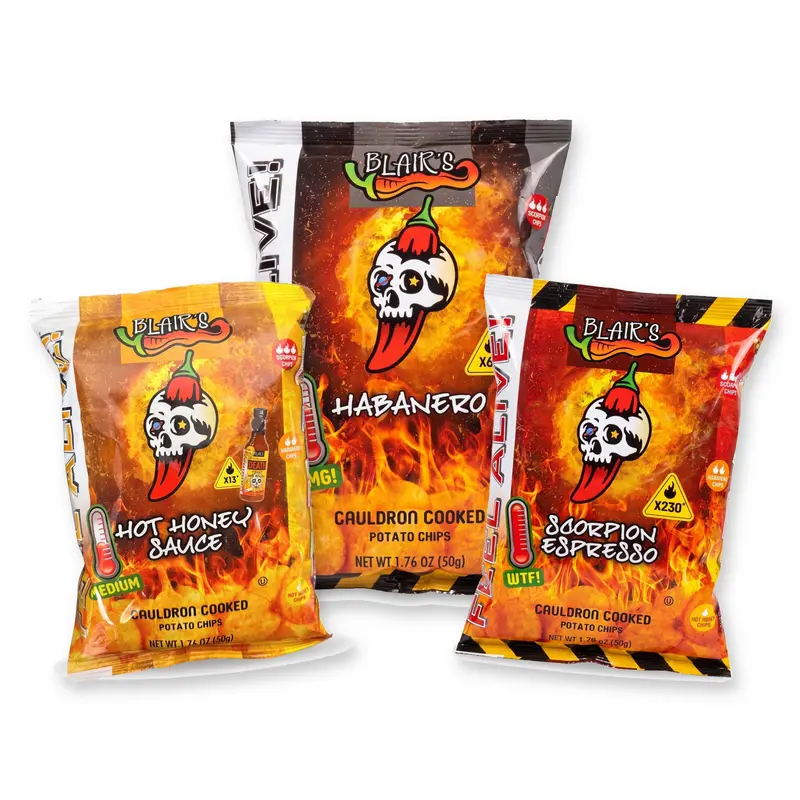 Blair's Chips 3er Set – scharfe Kessel Chips in 3 Sorten, 3 x 50 g