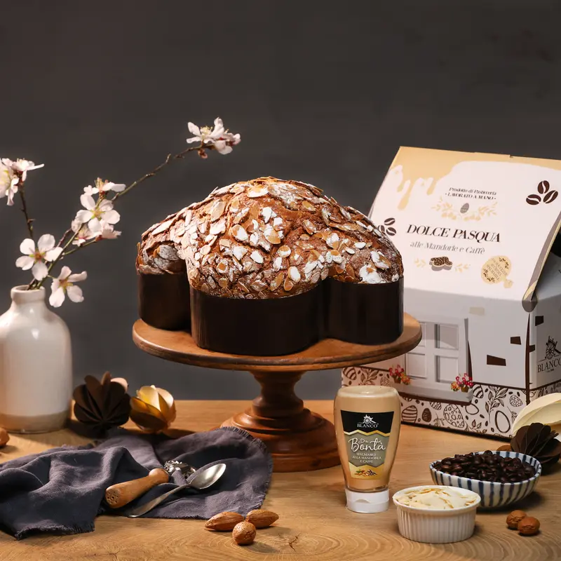 Blanco Ostern Colomba alle mandorle e caffè(Mandeln & Kaffee) 1 kg + 190g di crema alla mandorla e caffè