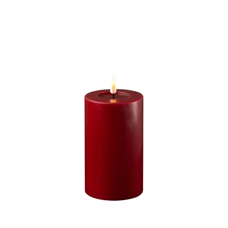 Bordeauxrote Stumpenkerze Indoor LED 12,5 cm