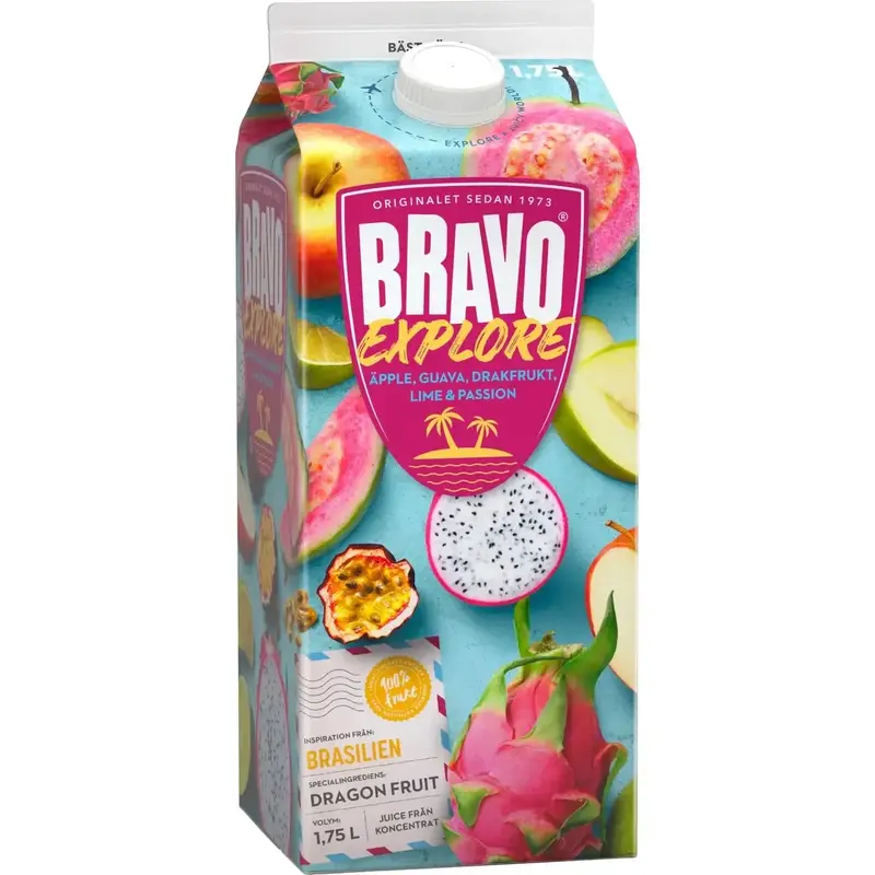 Bravo Juice Brasilien Äpple Drakfrukt Guava Lime - juice - 1,75l