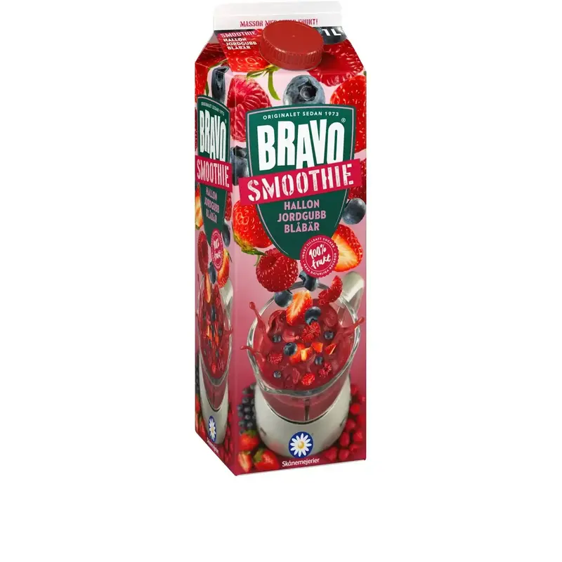Bravo Smoothie Hallon Jordgubb Blåbär - Smoothie - 1l