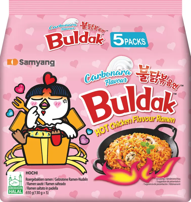 Buldak Hot Chicken Ramen Carbonara 5x130g
