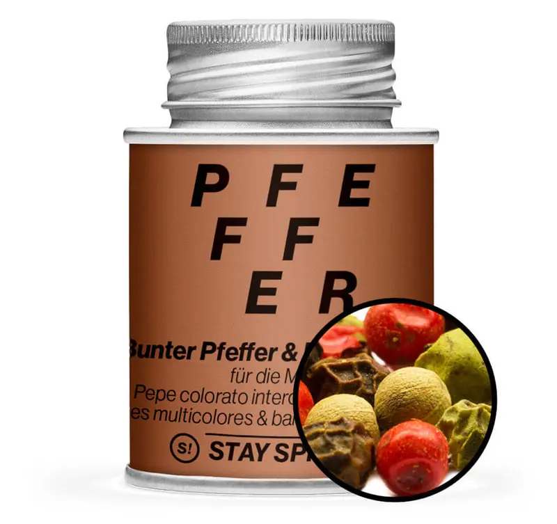 Bunter Pfeffer ganz für die Mühle mit rotem Pfeffer