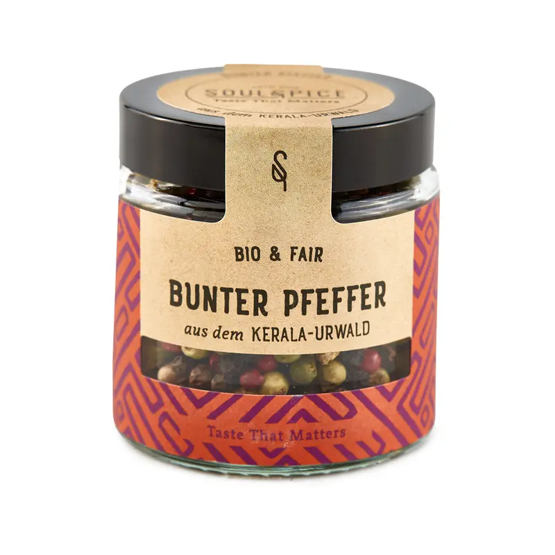 Bunter Urwaldpfeffer ganz, Gewürz Bio 45g
