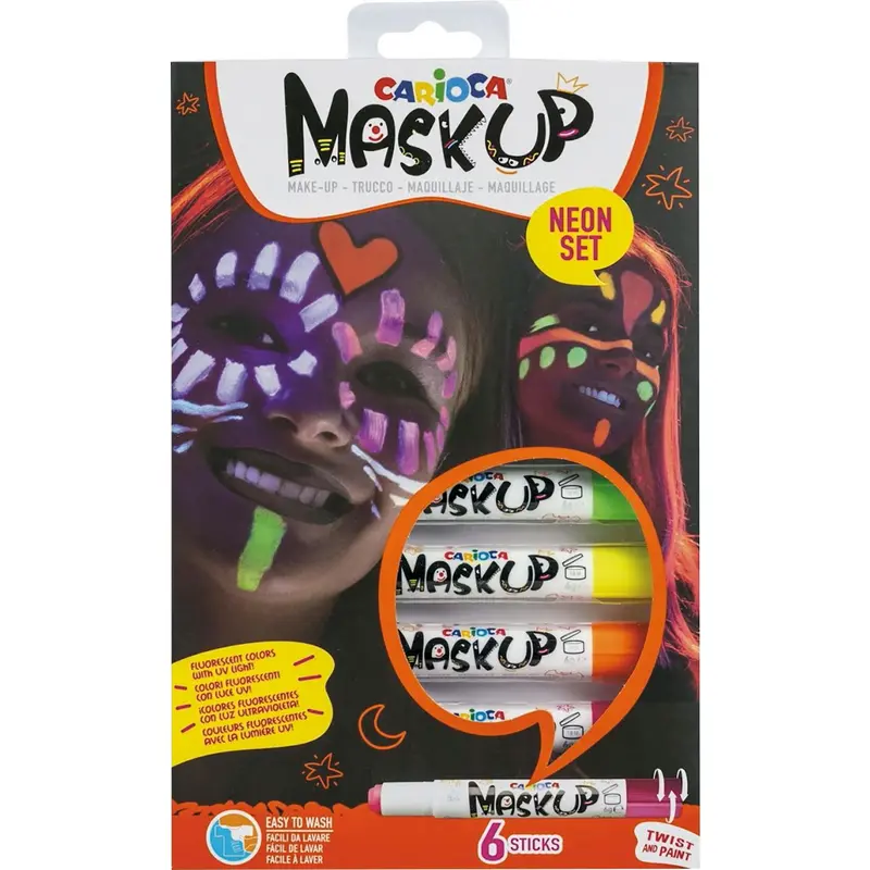 Carioca Mask-Up Fluorocerande – Fluorescent Face Paint Sticks - 6-p
