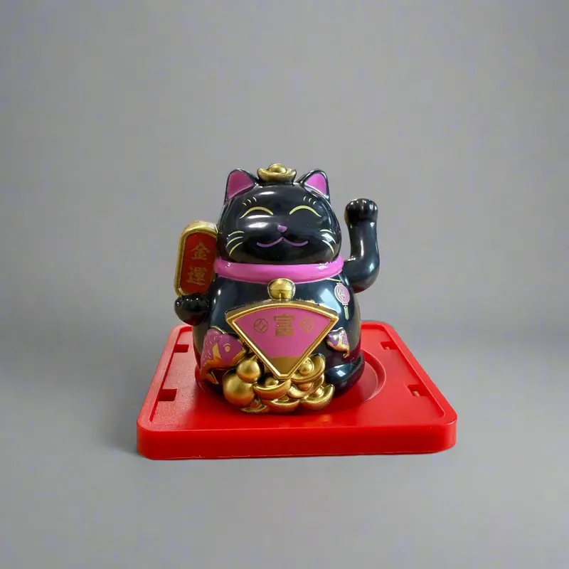Chat porte-bonheur noir solaire 6.3 cm