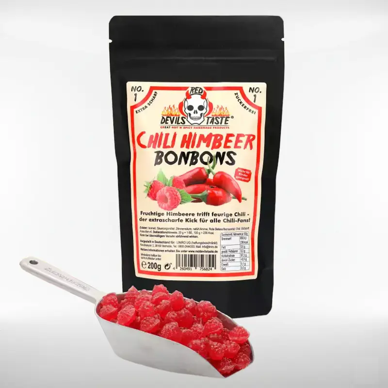 Chili Himbeer Bonbons | scharf, fruchtig | 175 g