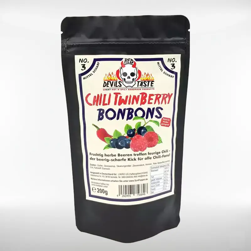 Chili Twin Berry Bonbons – Blaubeere & Himbeere | mittelscharf, fruchtig | 200 g