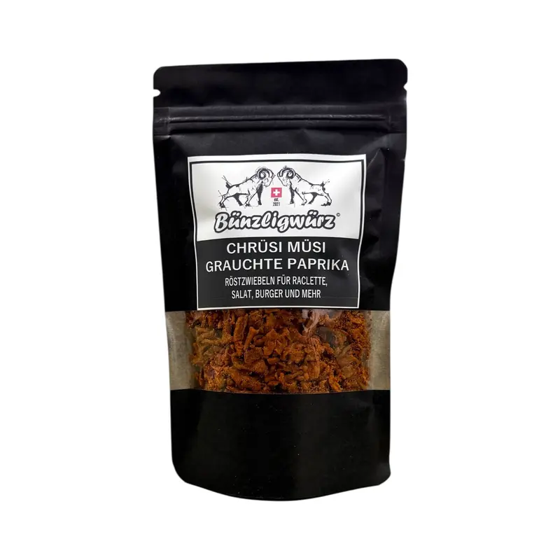 Chrüsi Müsi geräucherte Paprika Röstzwiebeln