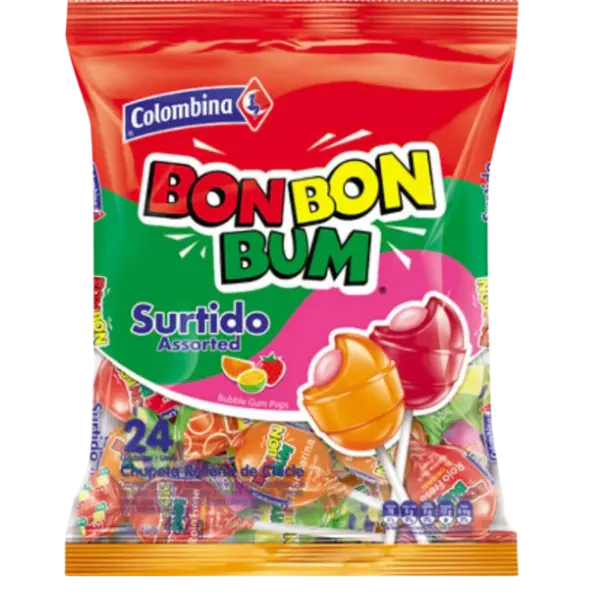 Chupetas Bon Bon Bum Surtido - 24 pcs - 408 g