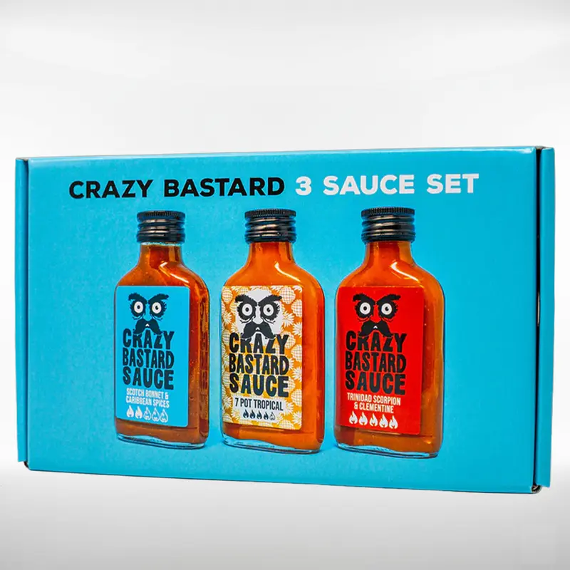 Crazy Bastard 3er Geschenkset | Hot Caribbean Chilis | medium bis mega scharf