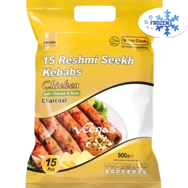 Crown Reshmi Seekh Kebab Chicken with cheese & nuts - 900 g