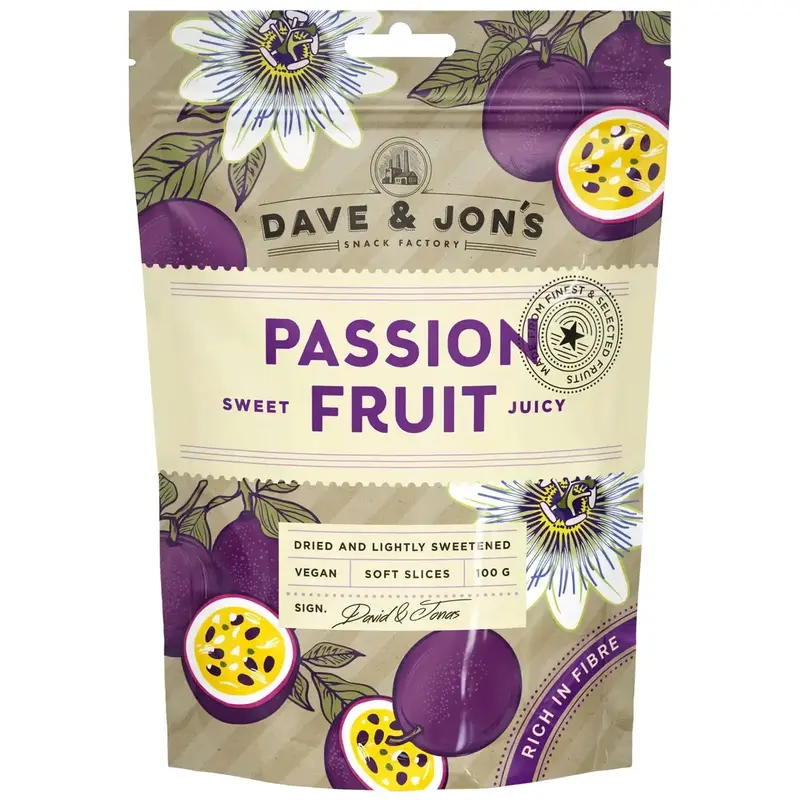DAVE & JON'S Torkad Passionsfrukt - Dried Mango Chili Twist - 100g