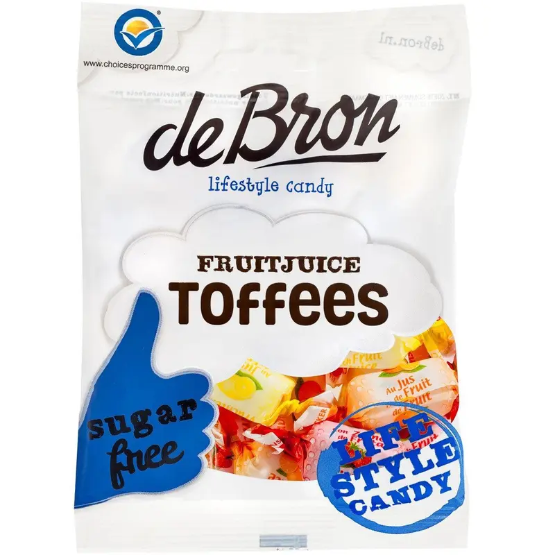 De Bron Fruitjuice Toffees Sockerfri - Fruitjuice Toffees Sugar Free - 90g