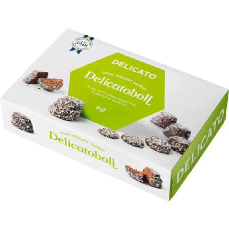 Delicato Delicatoboll utan tillsatt socker 6-p - Delicato ball without added sugar 6-p - 240g