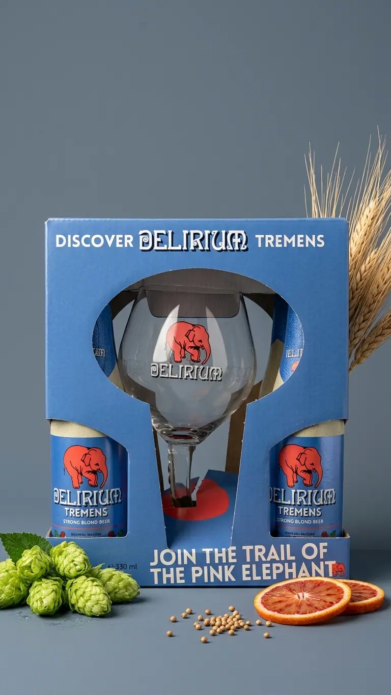 Delirium Tremens Geschenkset | 4 Flaschen & Delirium-Glas