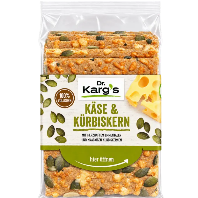 Dr. Karg's Crispbread Cheese & Pumpkin Seeds – 200 g