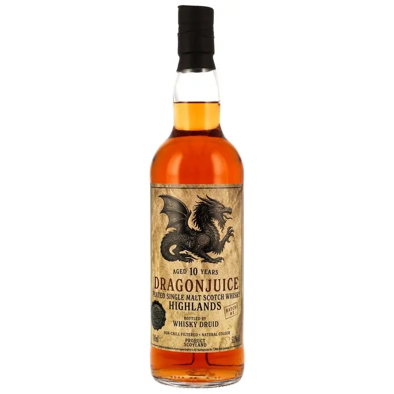 Dragonjuice 10 y.o. Highlands - Peated Single Malt Whisky - Batch #1 - Whisky Druid