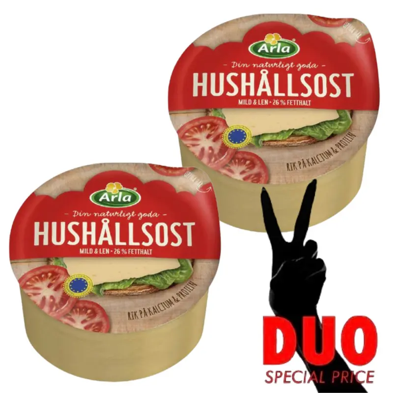 DUO Arla Hushållsost mild 26% - Mild Creamy Cheese app. 1,1 kg X 2