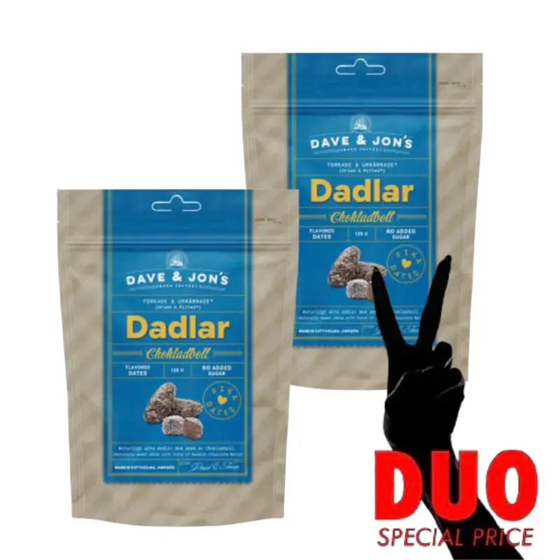 DUO DAVE & JON'S Dadlar Chokladboll - Dates Chocolate ball - 125 g X 2