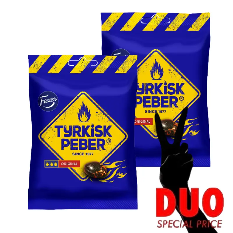 DUO Fazer Tyrkisk Peppar Original - Hot Peppery Liquorice Candy 150g X 2