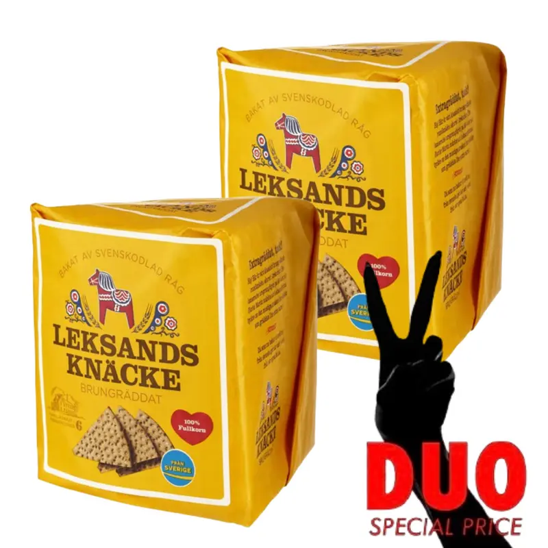 DUO Leksands Knäcke Brungräddat - Brown baked Crispbread 200 g X 2