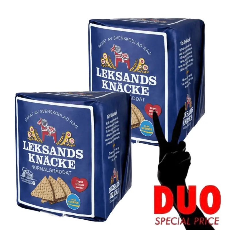 DUO Leksands Knäcke Normalgräddat - Medium brown Crispbread 200 g X 2