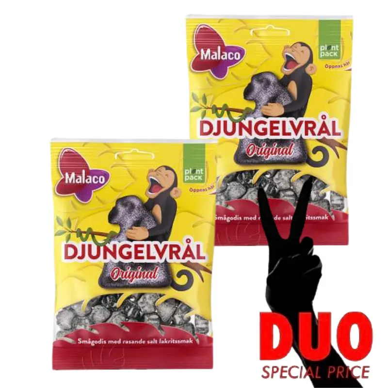 DUO Malaco Djungelvrål - Salty Liquorice 90 g X 2