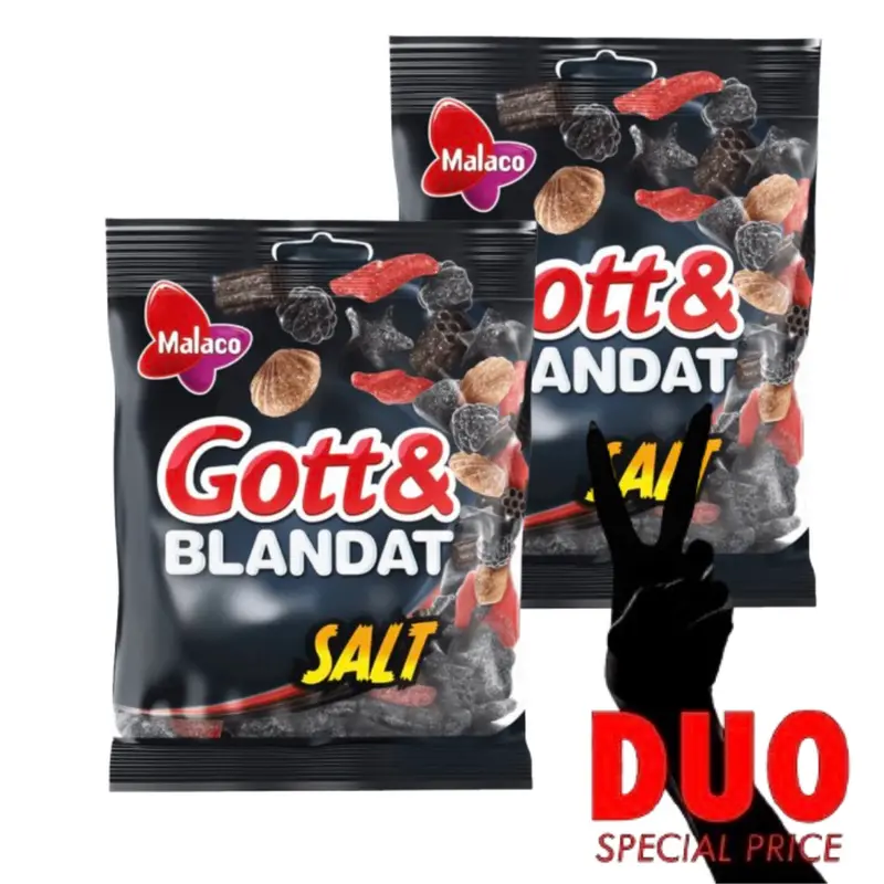 DUO Malaco Gott & Blandat Salt - Salty Liquorice 210 g X 2