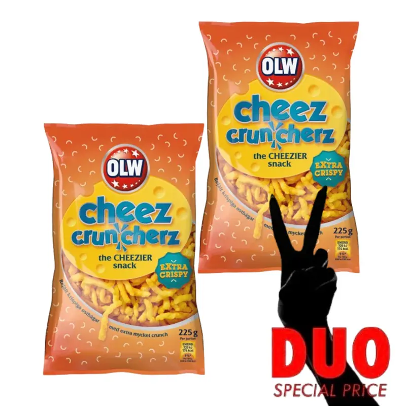 DUO OLW Cheez Cruncherz - Cheese Corn Snacks 225g X 2