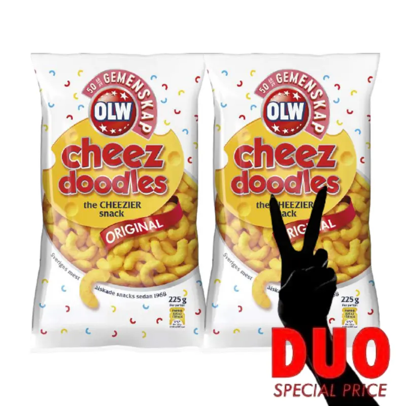 DUO OLW Ostbågar Cheez Doodles - Cheese Corn Doodles 225g X 2