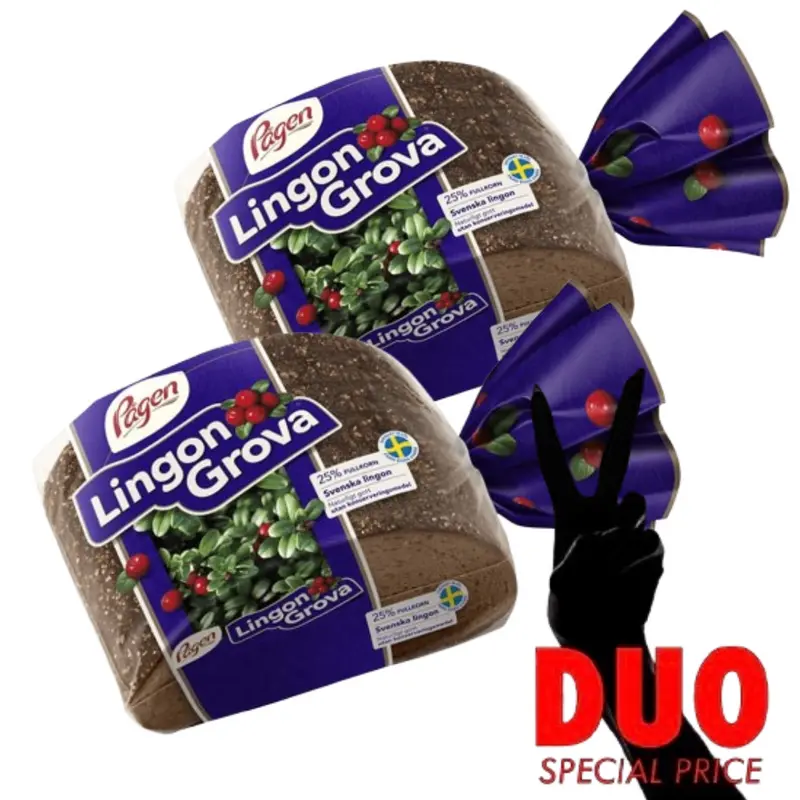 DUO Pågen Lingongrova - Bread Lingonberry 500g X 2