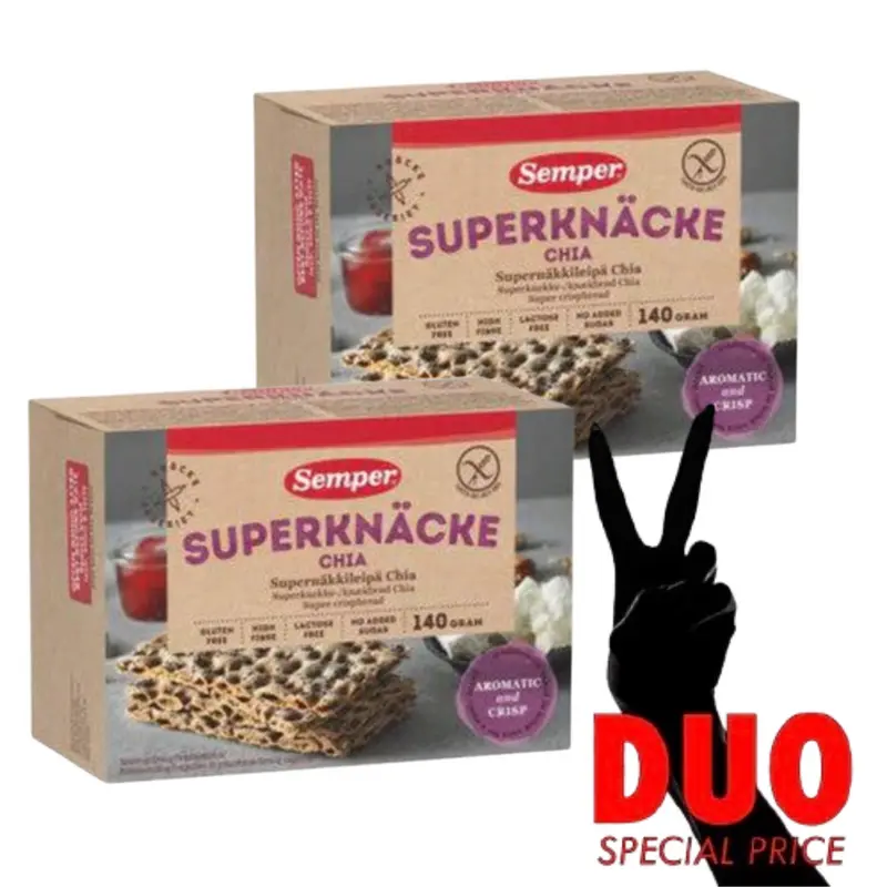 DUO Schär Superknäcke Chia Laktosfri Glutenfri  -  Super crunchy Chia Lactose-free Gluten-free  140g X 2
