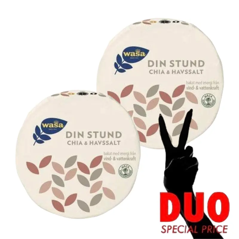DUO Wasa Din Stund Chia & Havssalt - Crispbread Chia & Seasalt 260g X 2